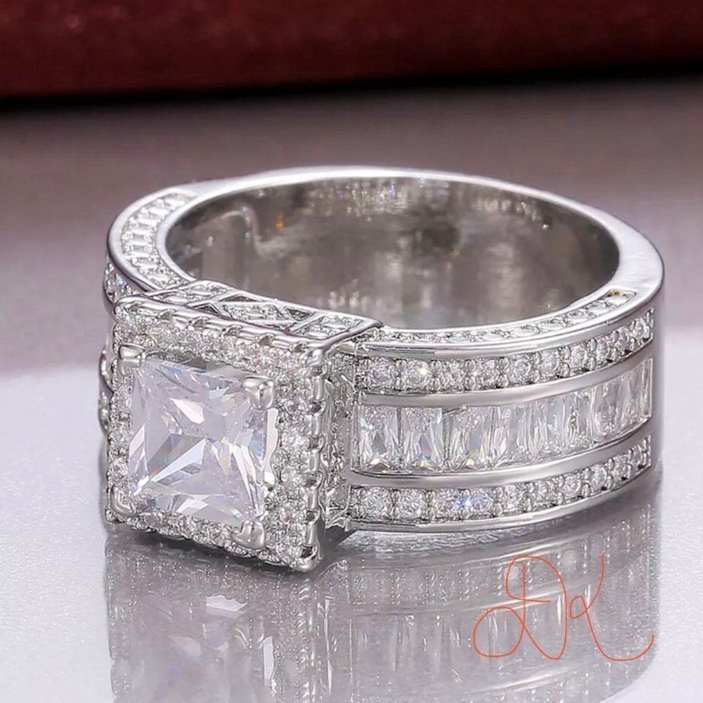 925 WEDDING RING BRIDAL RING ENGAGMENT RING - Picture 7 of 10